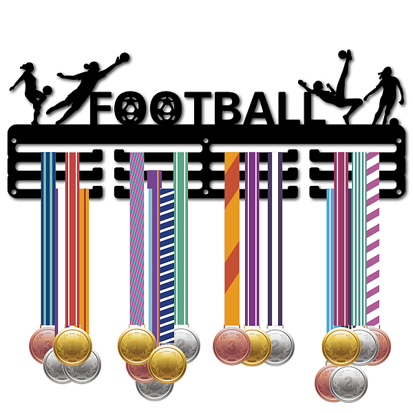 PandaHall Fashion Iron Medal Hanger Holder Display Wall Rack, 3-Line, with Screws, Black, Football, 150x400mm, Hole: 5mm Iron Football Black
PandaHall Fashion Iron Medal Hanger Holder Display Wall Rack, 3-Line, with Screws, Black, Football, 150x400mm, Hole: 5mm Iron Football Black