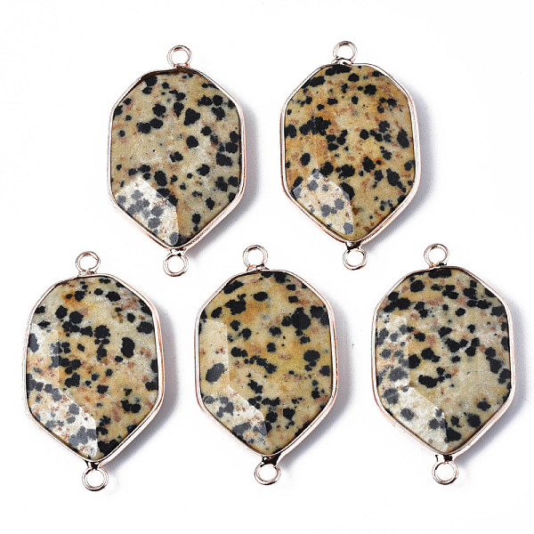 PandaHall Natural Dalmatian Jasper Links Connectors, with Edge Rose Gold Plated Brass Findings, Faceted, Polygon, 39~40x22~23x5~7mm, Hole...
PandaHall Natural Dalmatian Jasper Links Connectors, with Edge Rose Gold Plated Brass Findings, Faceted, Polygon, 39~40x22~23x5~7mm, Hole...
