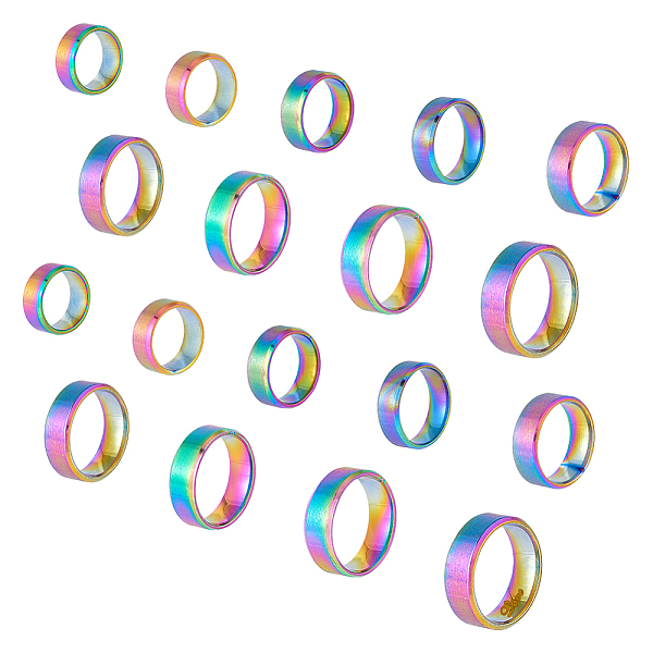 PandaHall Unicraftale 18Pcs 9 Styles Titanium Steel Wide Band Finger Rings for Women Men, Plain Band Rings, Rainbow Color, 8mm, Inner...
PandaHall Unicraftale 18Pcs 9 Styles Titanium Steel Wide Band Finger Rings for Women Men, Plain Band Rings, Rainbow Color, 8mm, Inner...