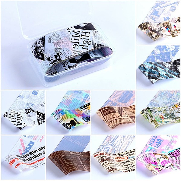 PandaHall 10 Style Transfer Foil Nail Art Stickers, Nail Decals, DIY Nail Tips Decoration for Women, Word, 50x4cm, 10sheets/box, Box..., Multicolor
PandaHall 10 Style Transfer Foil Nail Art Stickers, Nail Decals, DIY Nail Tips Decoration for Women, Word, 50x4cm, 10sheets/box, Box..., Multicolor