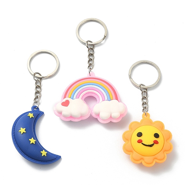 PandaHall PVC Plastic Pendant Keychain, with Platinum Plated Iron Split Key Rings, Sun & Moon & Rainbow, Mixed Color, 10.1~11cm, 3pcs/set..., Multicolor
PandaHall PVC Plastic Pendant Keychain, with Platinum Plated Iron Split Key Rings, Sun & Moon & Rainbow, Mixed Color, 10.1~11cm, 3pcs/set..., Multicolor