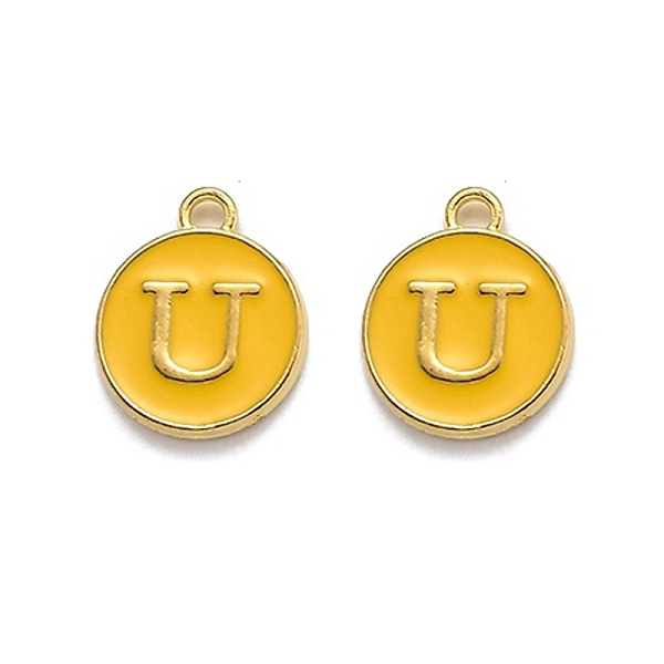 PandaHall Golden Plated Alloy Enamel Charms, Enamelled Sequins, Flat Round with Alphabet, Letter.U, Yellow, 14x12x2mm, Hole: 1.5mm...
PandaHall Golden Plated Alloy Enamel Charms, Enamelled Sequins, Flat Round with Alphabet, Letter.U, Yellow, 14x12x2mm, Hole: 1.5mm...