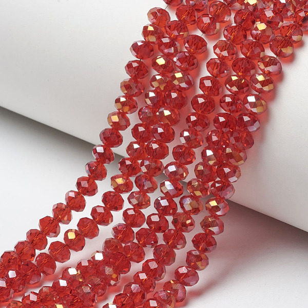 PandaHall Electroplate Transparent Glass Beads Strands, Half Rainbow Plated, Faceted, Rondelle, Red, 4x3mm, Hole: 0.4mm, about...
PandaHall Electroplate Transparent Glass Beads Strands, Half Rainbow Plated, Faceted, Rondelle, Red, 4x3mm, Hole: 0.4mm, about...