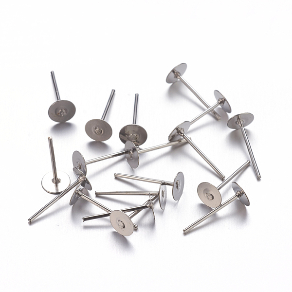 PandaHall Iron Ear Studs, Platinum Color, Nickel Free, Size: Head: about 5mm diameter, pin: about 11mm long, 0.7mm thick Iron Others
PandaHall Iron Ear Studs, Platinum Color, Nickel Free, Size: Head: about 5mm diameter, pin: about 11mm long, 0.7mm thick Iron Others