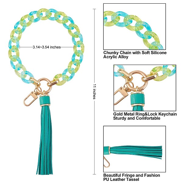 PandaHall Chain Link Wristlet Keychain, Acrylic Bracelet Tassel Keychain, with Alloy Findings, Green, 28.5cm Acrylic Others Green
PandaHall Chain Link Wristlet Keychain, Acrylic Bracelet Tassel Keychain, with Alloy Findings, Green, 28.5cm Acrylic Others Green