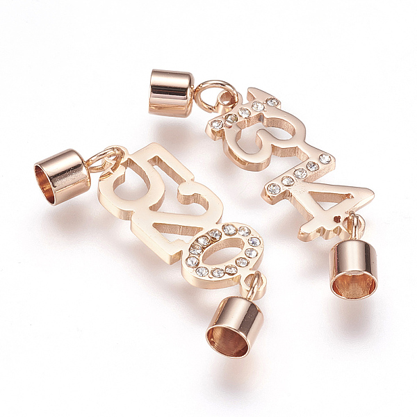 PandaHall 304 Stainless Steel Cord Ends, End Caps, with Rhinestone Links, Number, Rose Gold, 33mm, Hole: 3.5mm, Cord End: 8x4mm 304...
PandaHall 304 Stainless Steel Cord Ends, End Caps, with Rhinestone Links, Number, Rose Gold, 33mm, Hole: 3.5mm, Cord End: 8x4mm 304...