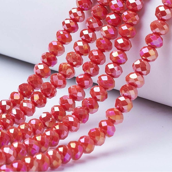 PandaHall Electroplate Glass Beads Strands, Opaque Solid Color, AB Color Plated, Faceted, Rondelle, Red, 3.5x3mm, Hole: 0.4mm, about...
PandaHall Electroplate Glass Beads Strands, Opaque Solid Color, AB Color Plated, Faceted, Rondelle, Red, 3.5x3mm, Hole: 0.4mm, about...