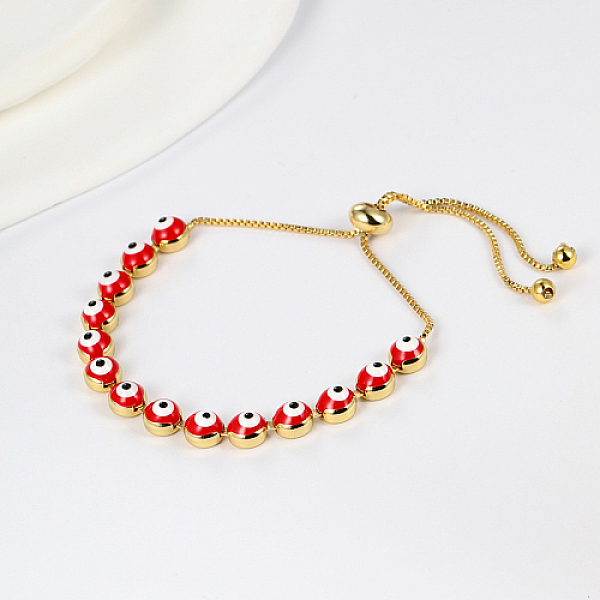 PandaHall Brass Evil Eye Link Chains Slider Bracelet, Adjustable Bracelet, Red, Inner Diameter: 2-3/8~2-3/4 inch(6~7cm) Brass Evil Eye Red
PandaHall Brass Evil Eye Link Chains Slider Bracelet, Adjustable Bracelet, Red, Inner Diameter: 2-3/8~2-3/4 inch(6~7cm) Brass Evil Eye Red