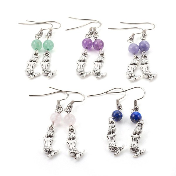PandaHall Natural Mixed Stone Dangle Earrings, with Alloy and 304 Stainless Steel Earring Hooks, Mermaid, Antique Silver & Stainless Steel...
PandaHall Natural Mixed Stone Dangle Earrings, with Alloy and 304 Stainless Steel Earring Hooks, Mermaid, Antique Silver & Stainless Steel...