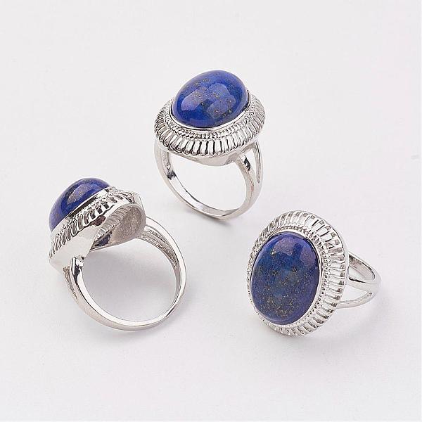 PandaHall Natural Lapis Lazuli Finger Rings, with Brass Ring Finding, Platinum, Oval, Size 8, 18mm Lapis Lazuli
PandaHall Natural Lapis Lazuli Finger Rings, with Brass Ring Finding, Platinum, Oval, Size 8, 18mm Lapis Lazuli