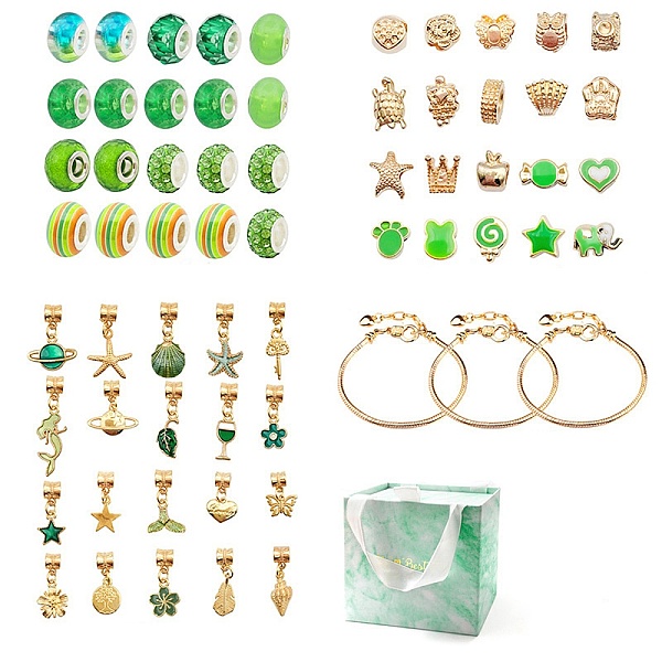 PandaHall DIY European Bracelet Making Kit, Including Resin & Alloy Large Hole Beads, Brass Bracelets, Alloy Dangle Charm, Unicorn &..., Green
PandaHall DIY European Bracelet Making Kit, Including Resin & Alloy Large Hole Beads, Brass Bracelets, Alloy Dangle Charm, Unicorn &..., Green