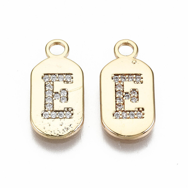 PandaHall Brass Micro Pave Clear Cubic Zirconia Pendants, Nickel Free, Real 18K Gold Plated, Oval with Word, Letter.E, 16x7.5x1.5mm, Hole...
PandaHall Brass Micro Pave Clear Cubic Zirconia Pendants, Nickel Free, Real 18K Gold Plated, Oval with Word, Letter.E, 16x7.5x1.5mm, Hole...