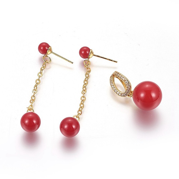 PandaHall Brass Pendants and Dangle Earrings Sets, with Shell Pearl and Cubic Zirconia, Round, Red, Earrings: 50~50.5mm, Pin: 0.8mm...
PandaHall Brass Pendants and Dangle Earrings Sets, with Shell Pearl and Cubic Zirconia, Round, Red, Earrings: 50~50.5mm, Pin: 0.8mm...
