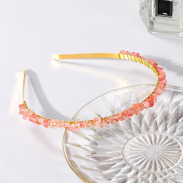 PandaHall Wire Wrapped Cherry Quartz Glass Chip Hair Bands, with Metal Hoop, for Women Girls, 140x120x25mm Cherry Quartz Glass
PandaHall Wire Wrapped Cherry Quartz Glass Chip Hair Bands, with Metal Hoop, for Women Girls, 140x120x25mm Cherry Quartz Glass