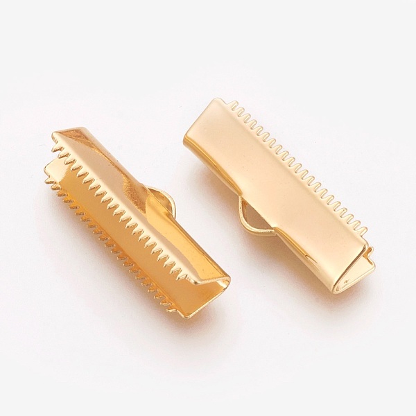 PandaHall Brass Ribbon Crimp Ends, Rectangle, Real 18K Gold Plated, 7x20mm, Hole: 1x3mm Brass
PandaHall Brass Ribbon Crimp Ends, Rectangle, Real 18K Gold Plated, 7x20mm, Hole: 1x3mm Brass