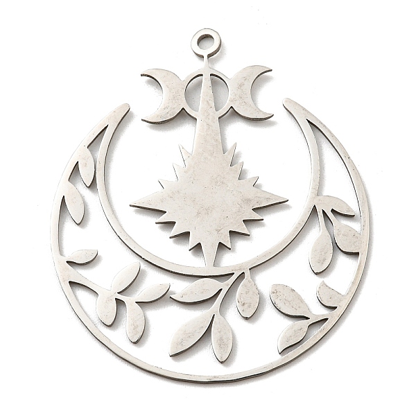 PandaHall 201 Stainless Steel Pendants, Laser Cut, Moon with Star & Leaf Charm, Stainless Steel Color, 42x35.5x1mm, Hole: 1.8mm 201...
PandaHall 201 Stainless Steel Pendants, Laser Cut, Moon with Star & Leaf Charm, Stainless Steel Color, 42x35.5x1mm, Hole: 1.8mm 201...