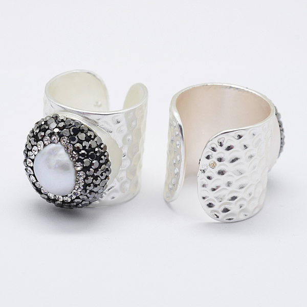 PandaHall Natural Pearl Cuff Rings, Open Rings, with Polymer Clay Czech Rhinestone and Brass Findings, Lead Free & Cadmium Free & Nickel...
PandaHall Natural Pearl Cuff Rings, Open Rings, with Polymer Clay Czech Rhinestone and Brass Findings, Lead Free & Cadmium Free & Nickel...