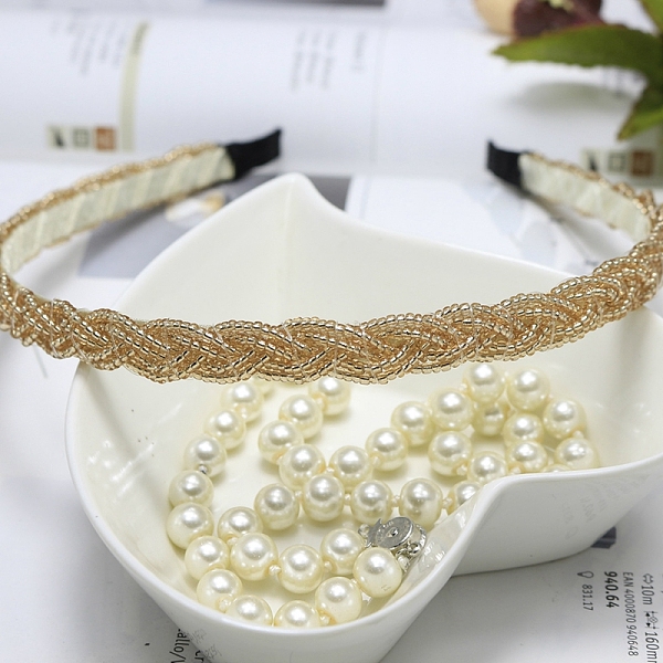 PandaHall Plastic Pearl Beaded Hair Bands, Fine Headband, Fashionable Hair Accessories, Goldenrod, 140x125mm Plastic Gold
PandaHall Plastic Pearl Beaded Hair Bands, Fine Headband, Fashionable Hair Accessories, Goldenrod, 140x125mm Plastic Gold