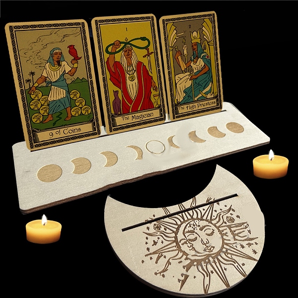 PandaHall Wooden Tarot Card Display Stands, Moon Phase Tarot Holder for Divination, Tarot Decor Tools, Moon with Rectangle, Sun Pattern..., Orange
PandaHall Wooden Tarot Card Display Stands, Moon Phase Tarot Holder for Divination, Tarot Decor Tools, Moon with Rectangle, Sun Pattern..., Orange