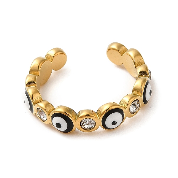PandaHall Vacuum Plating 304 Stainless Steel Enamel Evil Eye Open Cuff Rings, Black, Inner Diameter: 17~17.5mm 304 Stainless Steel Evil Eye...
PandaHall Vacuum Plating 304 Stainless Steel Enamel Evil Eye Open Cuff Rings, Black, Inner Diameter: 17~17.5mm 304 Stainless Steel Evil Eye...