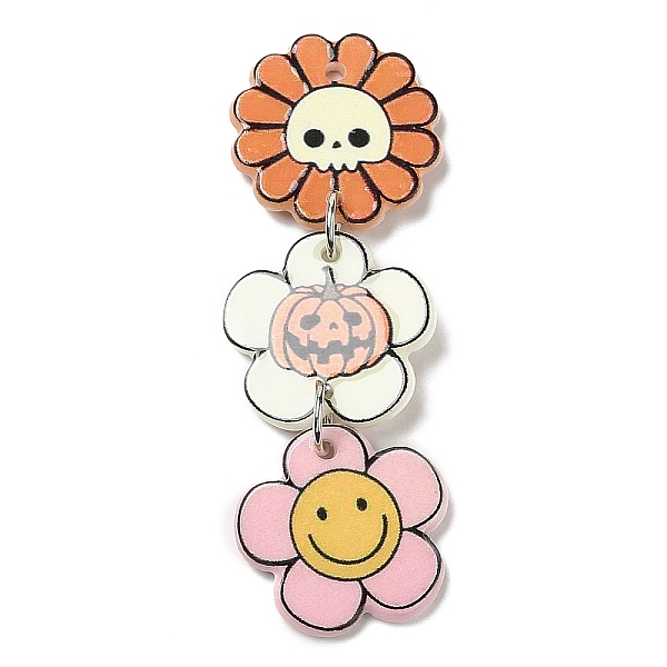 PandaHall Halloween Theme Acrylic Pendants, with Iron Ring, Flower, Flower, 62x21x2.5mm, Hole: 1.6mm Iron+Acrylic Flower
PandaHall Halloween Theme Acrylic Pendants, with Iron Ring, Flower, Flower, 62x21x2.5mm, Hole: 1.6mm Iron+Acrylic Flower