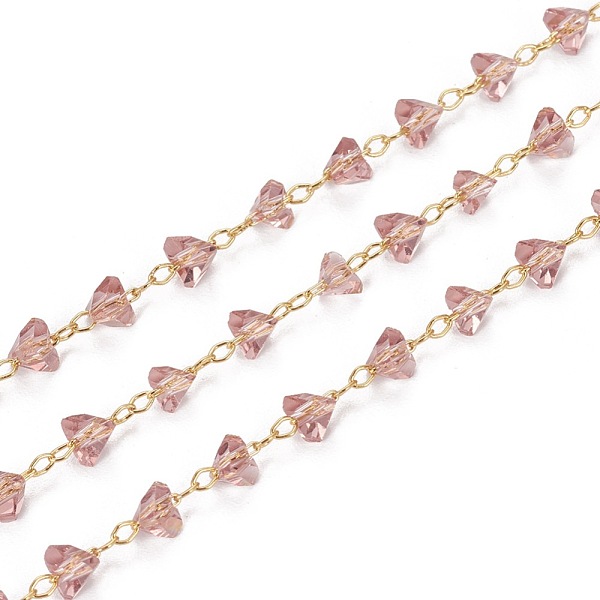 PandaHall Handmade Glass Beaded Chains, with Golden Tone Brass Findings, Soldered, Long-Lasting Plated, Triangle, Faceted, Flamingo..., Pink
PandaHall Handmade Glass Beaded Chains, with Golden Tone Brass Findings, Soldered, Long-Lasting Plated, Triangle, Faceted, Flamingo..., Pink