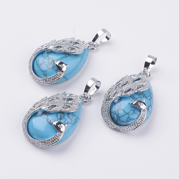 PandaHall Synthetic Turquoise Pendants, with Brass Finding, Teardrop with Peacock, Platinum, 33x20x10.5mm, Hole: 5x6.5mm Synthetic Turquoise...
PandaHall Synthetic Turquoise Pendants, with Brass Finding, Teardrop with Peacock, Platinum, 33x20x10.5mm, Hole: 5x6.5mm Synthetic Turquoise...