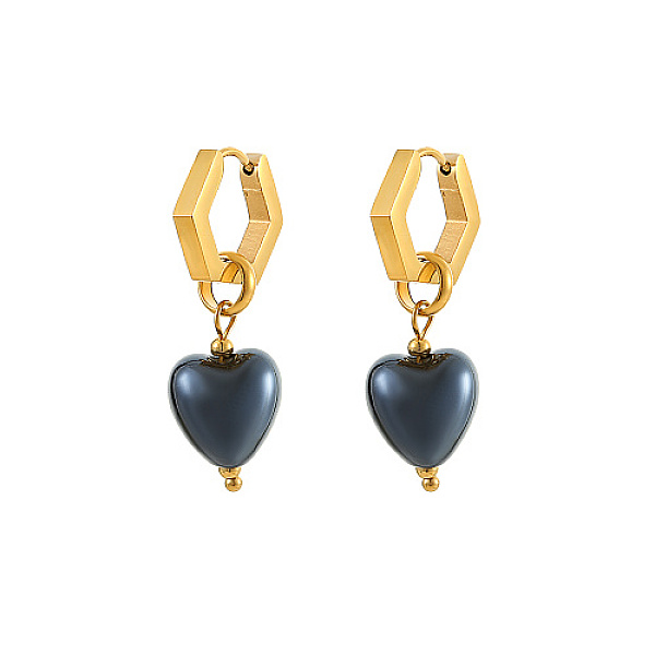 PandaHall Golden 304 Stainless Steel Hoop Earrings, Ceramics Heart Drop Earrings, Prussian Blue, Pendant: 15x12mm 304 Stainless Steel Heart
PandaHall Golden 304 Stainless Steel Hoop Earrings, Ceramics Heart Drop Earrings, Prussian Blue, Pendant: 15x12mm 304 Stainless Steel Heart