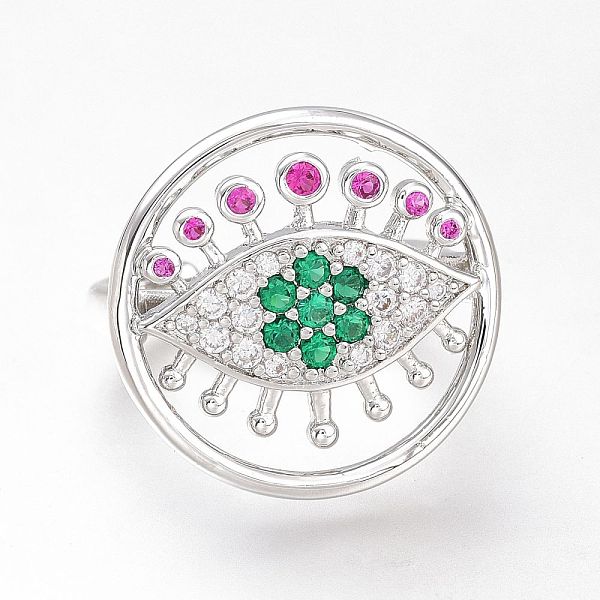 PandaHall Brass Micro Pave Cubic Zirconia Cuff Rings, Open Rings, Long-Lasting Plated, Flat Round with Eye, Colorful, Platinum, US Size 6...
PandaHall Brass Micro Pave Cubic Zirconia Cuff Rings, Open Rings, Long-Lasting Plated, Flat Round with Eye, Colorful, Platinum, US Size 6...