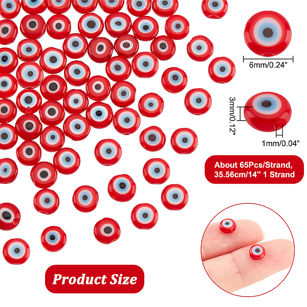 PandaHall About 65 Pcs Glass Evil Eye Beads, 6mm Red Handmade Lampwork Beads Flat Round Evil Eye Charms Turkish Evil Eye Spacer Beads for...
PandaHall About 65 Pcs Glass Evil Eye Beads, 6mm Red Handmade Lampwork Beads Flat Round Evil Eye Charms Turkish Evil Eye Spacer Beads for...