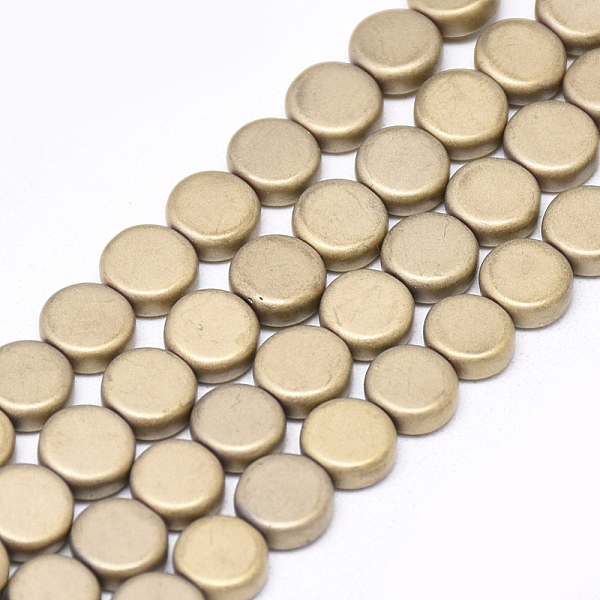 PandaHall Electroplate Non-magnetic Synthetic Hematite Beads Strands, Matte Style, Flat Round, Light Gold Plated, 6x2.5mm, Hole: 1mm, about...
PandaHall Electroplate Non-magnetic Synthetic Hematite Beads Strands, Matte Style, Flat Round, Light Gold Plated, 6x2.5mm, Hole: 1mm, about...