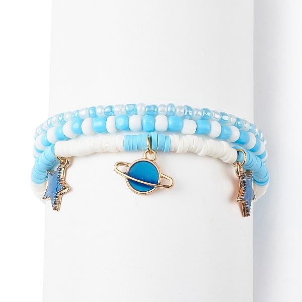 PandaHall 3Pcs 3 Styel Glass Seed & Polymer Clay Beaded Stretch Bracelets Set, Alloy Enamel Planet & Star Charms Stackable Bracelets for...
PandaHall 3Pcs 3 Styel Glass Seed & Polymer Clay Beaded Stretch Bracelets Set, Alloy Enamel Planet & Star Charms Stackable Bracelets for...