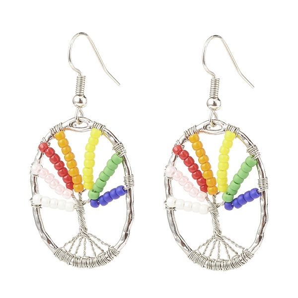 PandaHall Oval with Tree of Life Glass Seed Braided Dangle Earrings, Wire Wrap Brass Drop Earrings for Women, Platinum, 47mm, Pin: 0.6mm...
PandaHall Oval with Tree of Life Glass Seed Braided Dangle Earrings, Wire Wrap Brass Drop Earrings for Women, Platinum, 47mm, Pin: 0.6mm...