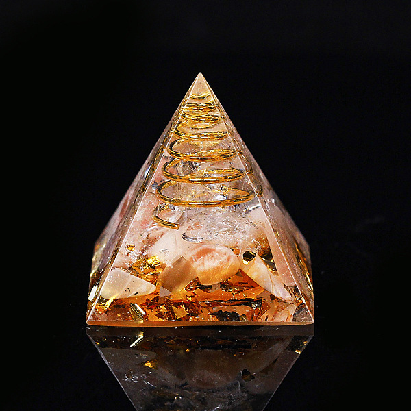 PandaHall Orgonite Pyramid Resin Display Decorations, with Brass Findings, Gold Foil and Natural Sunstone Chips Inside, for Home Office Desk...
PandaHall Orgonite Pyramid Resin Display Decorations, with Brass Findings, Gold Foil and Natural Sunstone Chips Inside, for Home Office Desk...