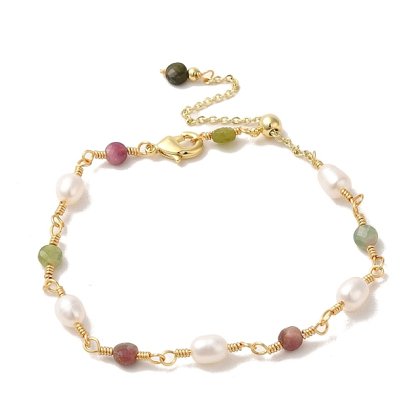 PandaHall Natural Pearl & Dyed Tourmaline Beaded Bracelet, with Brass Link Chains, Real 14K Gold Plated, 5-3/4 inch(14.5cm) Tourmaline
PandaHall Natural Pearl & Dyed Tourmaline Beaded Bracelet, with Brass Link Chains, Real 14K Gold Plated, 5-3/4 inch(14.5cm) Tourmaline
