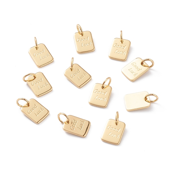 PandaHall Brass Charms, with Jump Rings, Long-Lasting Plated, Rectangle with Word Good Luck, Real 18K Gold Plated, 9x7x1mm, Jump Ring: 5x1mm...
PandaHall Brass Charms, with Jump Rings, Long-Lasting Plated, Rectangle with Word Good Luck, Real 18K Gold Plated, 9x7x1mm, Jump Ring: 5x1mm...