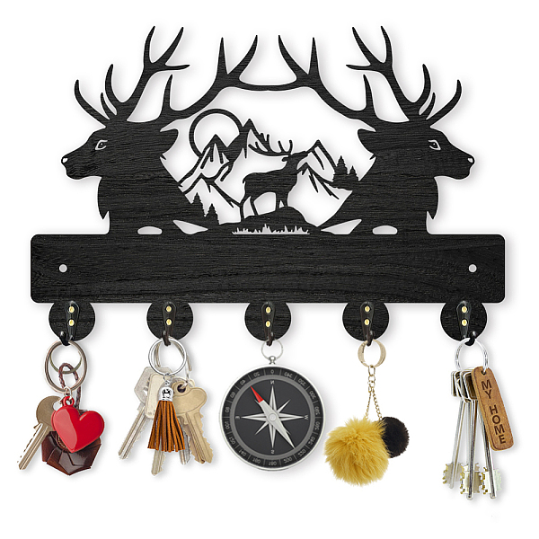 PandaHall Wood & Iron Wall Mounted Hook Hangers, Decorative Organizer Rack, with 2Pcs Screws, 5 Hooks for Bag Clothes Key Scarf Hanging..., Black
PandaHall Wood & Iron Wall Mounted Hook Hangers, Decorative Organizer Rack, with 2Pcs Screws, 5 Hooks for Bag Clothes Key Scarf Hanging..., Black