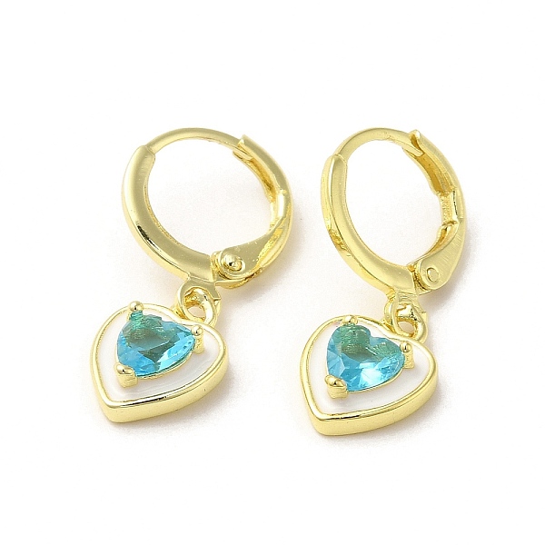 PandaHall Heart Real 18K Gold Plated Brass Dangle Leverback Earrings, with Enamel and Glass, Sky Blue, 23.5x9mm Glass Heart
PandaHall Heart Real 18K Gold Plated Brass Dangle Leverback Earrings, with Enamel and Glass, Sky Blue, 23.5x9mm Glass Heart