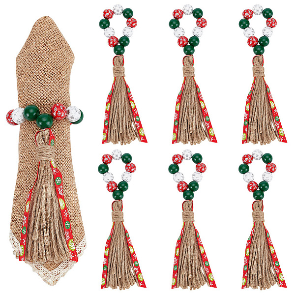PandaHall Christmas Theme Wood Beaded Napkin Ring, with Jute Tassel, Napkin Holder Ornament, for Place Settings, Wedding & Party Decoration...
PandaHall Christmas Theme Wood Beaded Napkin Ring, with Jute Tassel, Napkin Holder Ornament, for Place Settings, Wedding & Party Decoration...