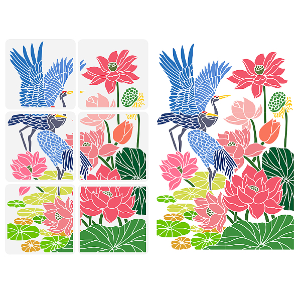 PandaHall BENECREAT 6Pcs Lotus Painting Stencil, Lotus Flower and Lotus Leaf, Red-Crowned Crane Reusable Drawing Stencils 12x12" DIY Craft...
PandaHall BENECREAT 6Pcs Lotus Painting Stencil, Lotus Flower and Lotus Leaf, Red-Crowned Crane Reusable Drawing Stencils 12x12" DIY Craft...