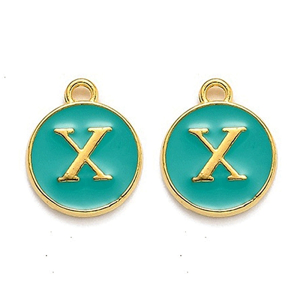 PandaHall Golden Plated Alloy Enamel Charms, Enamelled Sequins, Flat Round with Alphabet, Letter.X, Green, 14x12x2mm, Hole: 1.5mm...
PandaHall Golden Plated Alloy Enamel Charms, Enamelled Sequins, Flat Round with Alphabet, Letter.X, Green, 14x12x2mm, Hole: 1.5mm...