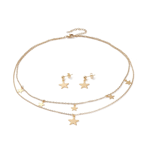 PandaHall 304 Stainless Steel Cable Chains Double Layer Necklaces and Stud Earrings Sets, with Lobster Claw Clasps and Ear Nuts, Star, Mixed...
PandaHall 304 Stainless Steel Cable Chains Double Layer Necklaces and Stud Earrings Sets, with Lobster Claw Clasps and Ear Nuts, Star, Mixed...
