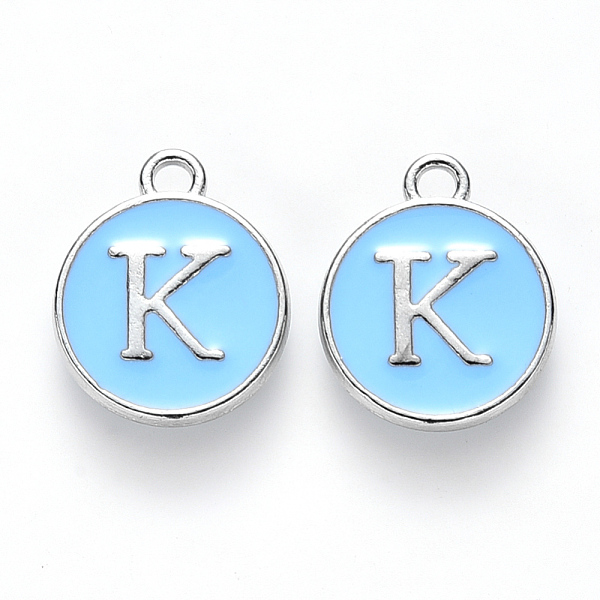 PandaHall Platinum Plated Alloy Enamel Charms, Cadmium Free & Lead Free, Enamelled Sequins, Flat Round with Letter, Letter.K, 14x12x2mm...
PandaHall Platinum Plated Alloy Enamel Charms, Cadmium Free & Lead Free, Enamelled Sequins, Flat Round with Letter, Letter.K, 14x12x2mm...