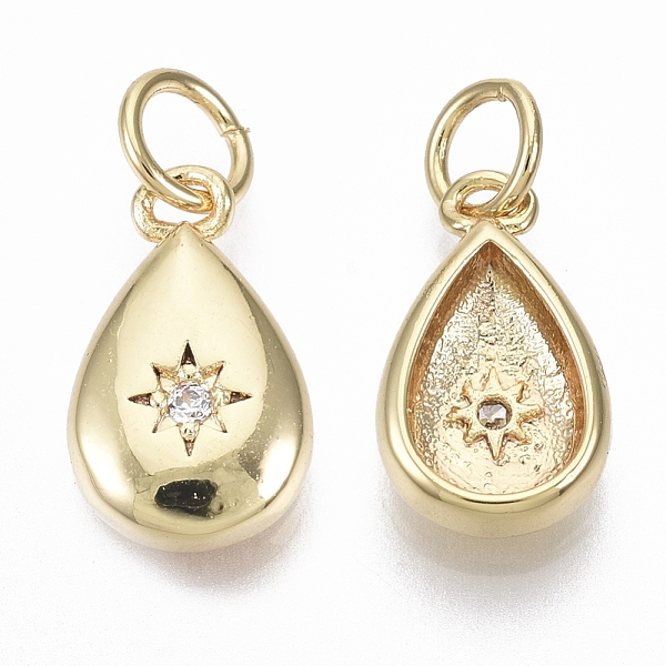 PandaHall Brass Micro Pave Cubic Zirconia Charms, with Jump Ring, Nickel Free, teardrop, with Star, Clear, Real 18K Gold Plated...
PandaHall Brass Micro Pave Cubic Zirconia Charms, with Jump Ring, Nickel Free, teardrop, with Star, Clear, Real 18K Gold Plated...
