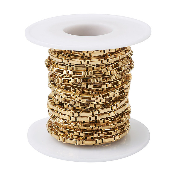 PandaHall 304 Stainless Steel Box Chain, Unwelded, with Spool, Golden, 3mm, about 16.40 Feet(5m)/Roll 304 Stainless Steel
PandaHall 304 Stainless Steel Box Chain, Unwelded, with Spool, Golden, 3mm, about 16.40 Feet(5m)/Roll 304 Stainless Steel