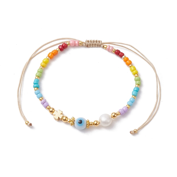 PandaHall Colorful Glass Seed & Brass Braided Bead Bracelet, Clover, Inner Diameter: 1-7/8~3-1/4 inch(4.8~8.4cm) Glass Clover
PandaHall Colorful Glass Seed & Brass Braided Bead Bracelet, Clover, Inner Diameter: 1-7/8~3-1/4 inch(4.8~8.4cm) Glass Clover