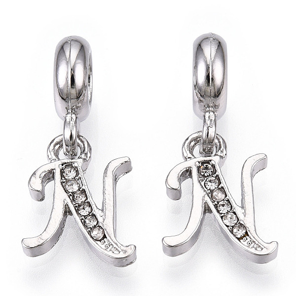 PandaHall Platinum Rack Plating Alloy Rhinestone European Dangle Charms, Large Hole Pendants, Letter, Cadmium Free & Lead Free, Letter.N...
PandaHall Platinum Rack Plating Alloy Rhinestone European Dangle Charms, Large Hole Pendants, Letter, Cadmium Free & Lead Free, Letter.N...