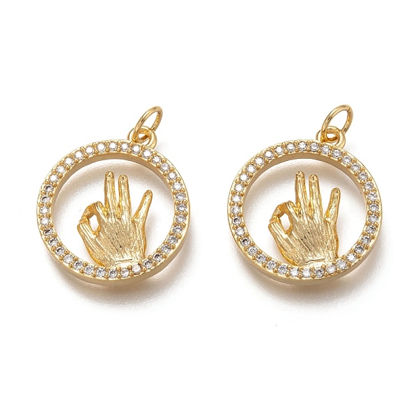 PandaHall Brass Micro Pave Clear Cubic Zirconia Pendants, Long-Lasting Plated, with Jump Rings, Flat Round with OK Gesture, Clear, Real 18K...
PandaHall Brass Micro Pave Clear Cubic Zirconia Pendants, Long-Lasting Plated, with Jump Rings, Flat Round with OK Gesture, Clear, Real 18K...
