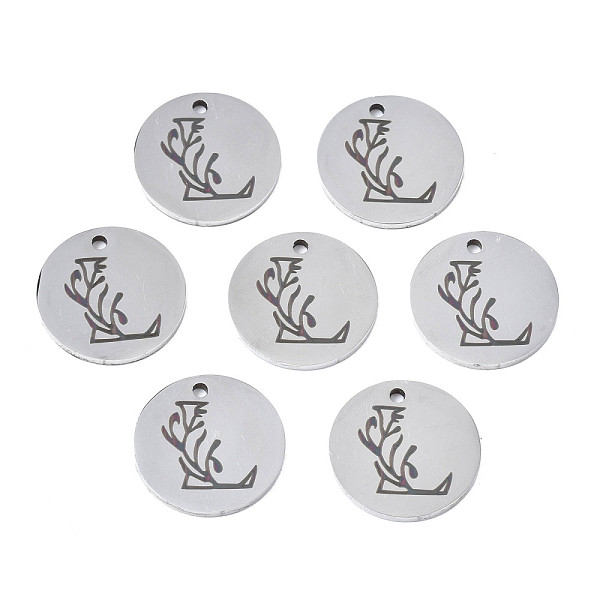 PandaHall 304 Stainless Steel Charms, Laser Cut, Designed Letter Engraved, Flat Round, Stainless Steel Color, Letter.L, 14x1mm, Hole: 1.2mm...
PandaHall 304 Stainless Steel Charms, Laser Cut, Designed Letter Engraved, Flat Round, Stainless Steel Color, Letter.L, 14x1mm, Hole: 1.2mm...