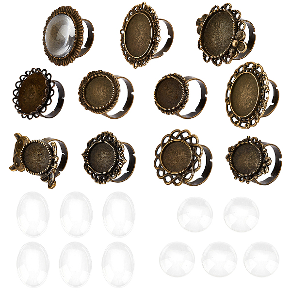 PandaHall SUNNYCLUE DIY Finger Ring Making Kits, with Transparent Glass Cabochons, Vintage Adjustable Iron & Brass Finger Ring Components..., Clear
PandaHall SUNNYCLUE DIY Finger Ring Making Kits, with Transparent Glass Cabochons, Vintage Adjustable Iron & Brass Finger Ring Components..., Clear